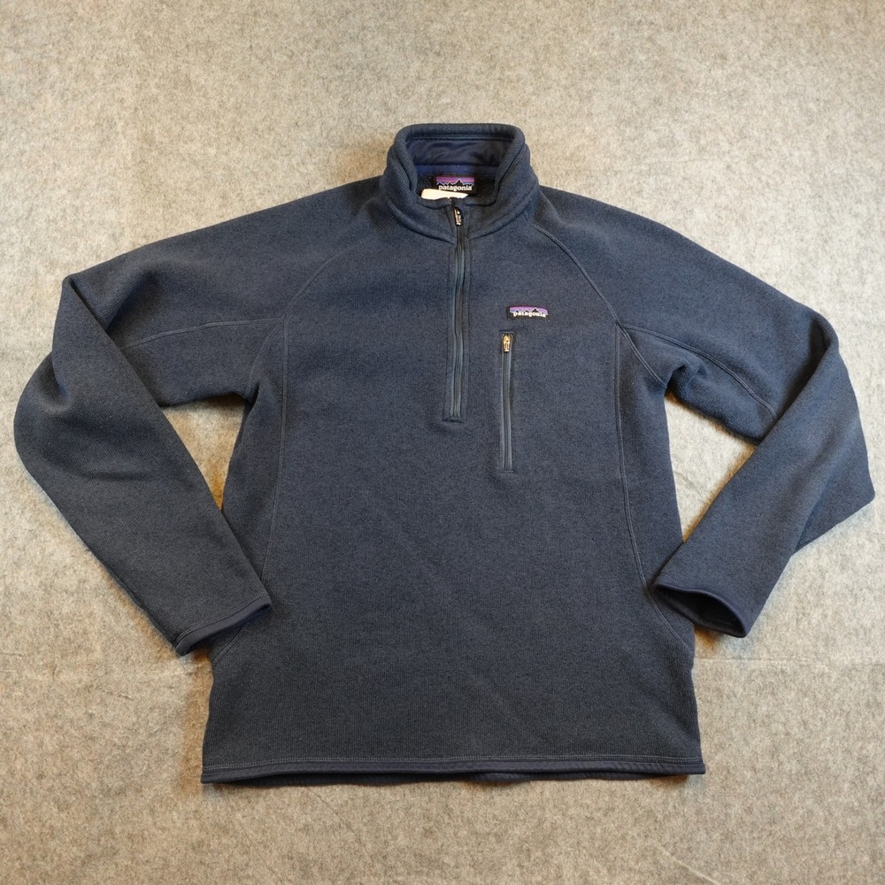 Patagonia‎ Fleece Men Medium Navy Blue Quarter Zip Better Sweater Pullover Knit